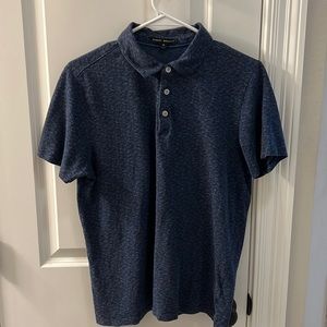 Robert Barakett navy textured 3 button polo.